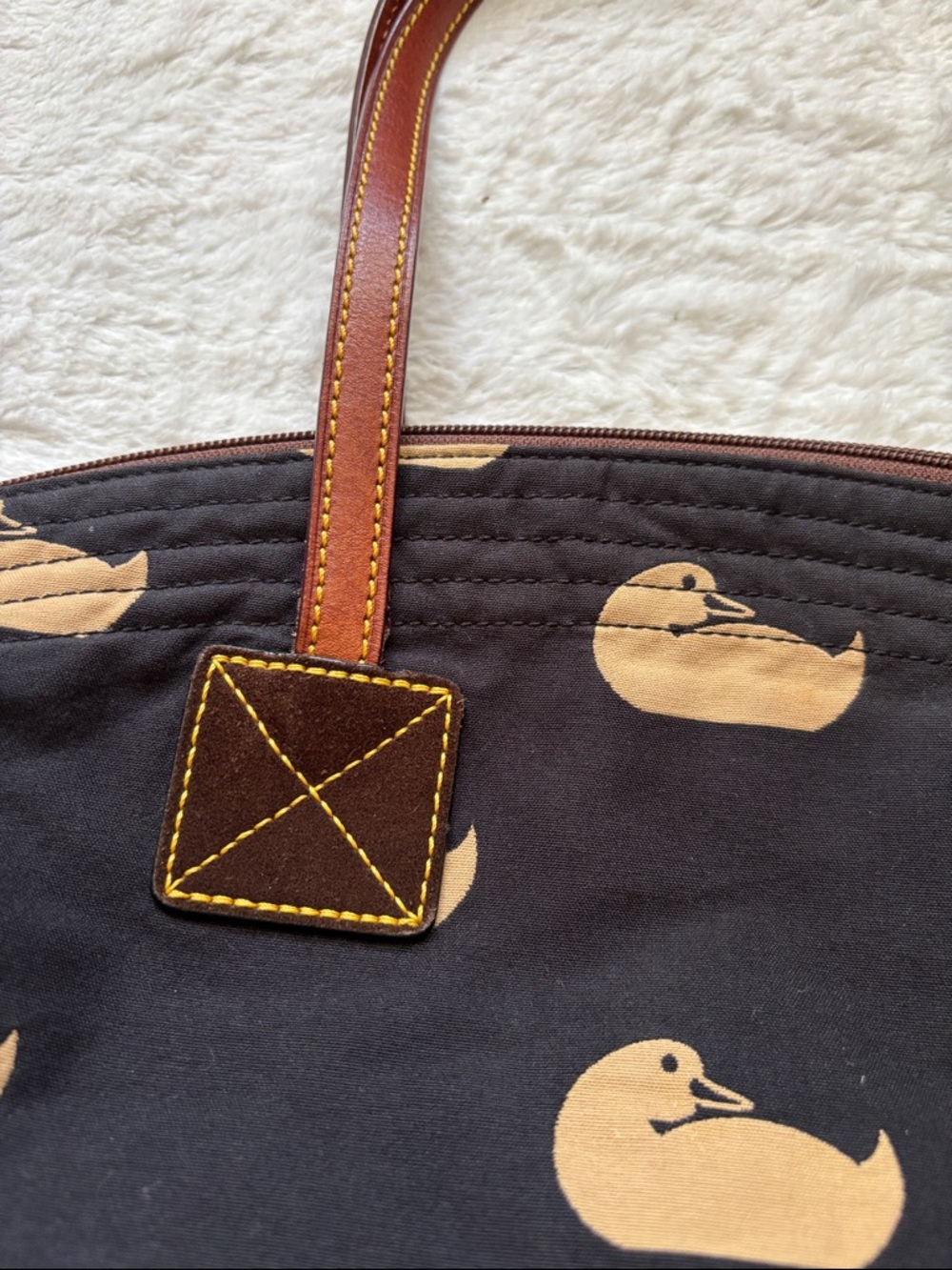Dooney and Bourke Canvas Bag with Signature Duck Print and Leather Handles - Picture 6 of 13